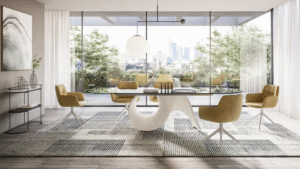 SEASHELL table  designed by GINO CAROLLO. The challenge posed by the SEASHELL table was to use a new material for the base: cement. People often associate cement with ‚Äúheaviness and solidity‚Äù both visually and physically, but we have re-imagined it to make it lighter and sturdy at the same time. We went for a soft sleek shape that takes its cues from the organic forms of nature, especially that of a shell with all its curves, ridges and furrows, whose structural solidity is belied by the incredibly fragility of the material it is made from. Thus, cement takes on a new aesthetic and functional meaning; the central base is an ideal solution and changes appearance according to the position you are looking from. Halfway between inspired creativity and functionality, this lightweight and sturdy table speaks to the soul. An ordinary everyday object has been transformed into a simple yet spectacular sculpture.