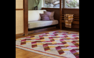 SLATS INCREDIBLE I RUG OF 52% WOOL AND 48% DULL SILK BY EDWARD FIELDS