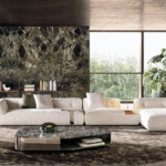 SUPERMOON sofa designed by GIAMPERI TAGLIAFERRI.  SUPERMOON was created as a standalone nomadic piece, yet one that is capable of multiplying and evolving to become a true modular system: a furniture that, thanks to its plastic lines and distinct personality, enjoys a life of its own as a monolithic living room element, but is also able of developing into flexible configurations.