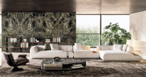 SUPERMOON sofa designed by GIAMPERI TAGLIAFERRI.  SUPERMOON was created as a standalone nomadic piece, yet one that is capable of multiplying and evolving to become a true modular system: a furniture that, thanks to its plastic lines and distinct personality, enjoys a life of its own as a monolithic living room element, but is also able of developing into flexible configurations.