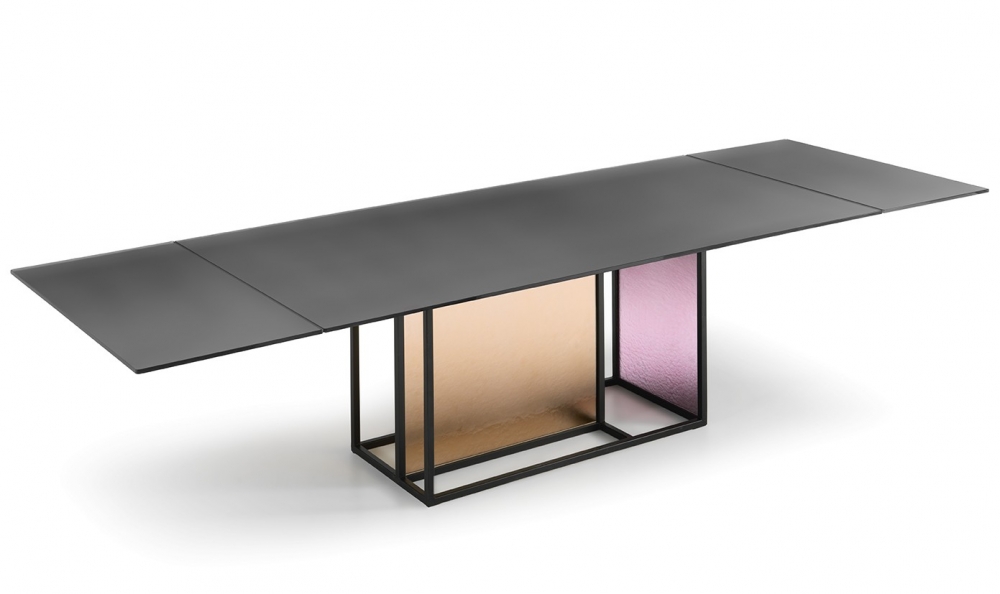 THEO GLASS TABLE WITH METAL BASE BY SIMONE BONANNI