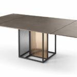 THEO GLASS TABLE WITH METAL BASE BY SIMONE BONANNI