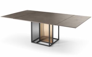 THEO GLASS TABLE WITH METAL BASE BY SIMONE BONANNI