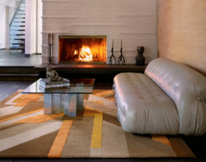 TICKER TAPE I RUG OF 56% WOOL 23% SILK AND 21% 50 WOOL/50 SILK BLEND BY EDWARD FIELDS