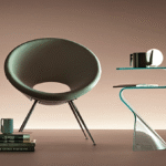 TOKI SIDE TABLE IN CURVED GLASS BY SETSU E SHINOBU ITO