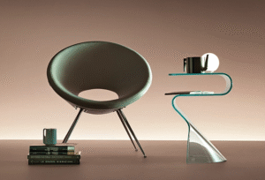 TOKI SIDE TABLE IN CURVED GLASS BY SETSU E SHINOBU ITO