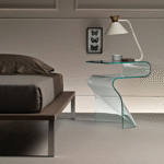 TOKI BEDSIDE TABLE IN CURVED GLASS BY SETSU E SHINOBU ITO