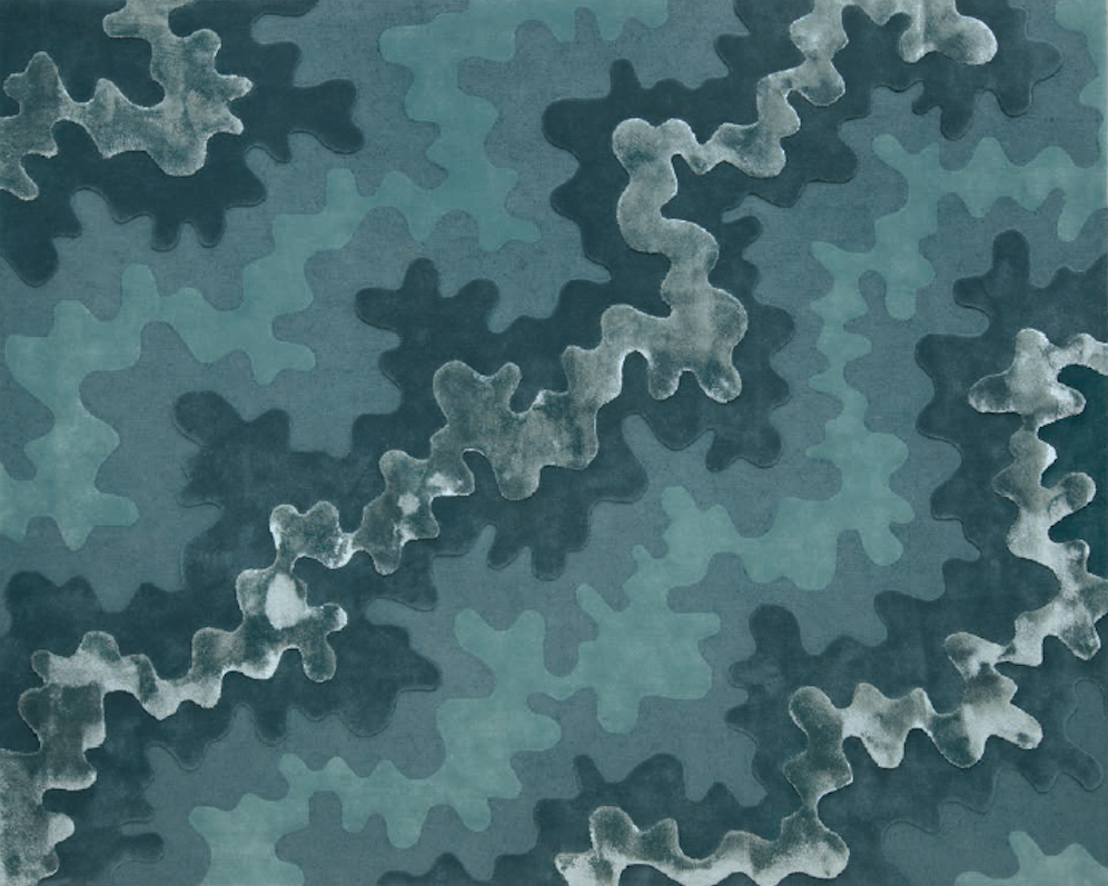 WAVELENGTH I RUG OF 82% WOOL AND 18 % SILK BY EDWARD FIELDS STUDIO