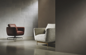 ANDES armchair by LUCA NICHETTO. Change of perspective in the ANDES product family:LUCA NICHETTO's inviting armchair receives a star-shaped, swivel base and thus shows itself from a completely new design side. The rotary cross with smooth back function makes it a highly communicative ANDES representative, who visually walks like a chameleon between the moon and a straight line.