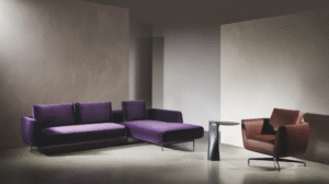 ANDES  modular sofa by LUCCA NICHETTO, designed in 2020. The wide variety of potential groups of sofas and other elements now also includes an elegant, finely proportioned armchair that is a perfect match for the ANDES range.