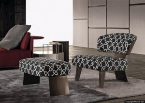 CREED WOOD armchair and footstool by RODOLFO DORDONI