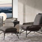 PRINCE cord indoor armchair and footstool by RODOLFO DORDONI