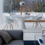 TABLE BLANCO BY JACOPO ZIBARDI 2010. ELEGANT AND SIMPLE AT THE SAME TIME, THE TABLE IS MADE OF CRISTALPLANT¬Æ, A TECHNOLOGICALLY ADVANCED MATERIAL BASED ON POLYESTER AND ACRYLIC RESINS LOADED WITH MINERALS, RESISTANT AND AGREEABLE TO THE TOUCH FOR ITS VELVETY AND NATURAL STONE-LIKE FINISH. THE ARCHETYPAL SHAPE IS DESIGNED TO LAST OVER TIME.