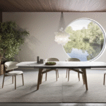 ABREY extendable table designed by GABRIELE and OSCAR BURATTI. ABREY is an elegant sturdy extendable table set on a round-section base in solid ash. The elegance of this table lies in a sheer simplicity of design that brings to the fore the rare beauty of the tops which differ in terms of size, shape and materials.